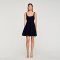 SANDRO SHORT DRESS WITH RHINESTONE NECK