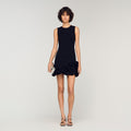 SANDRO FLORAL KNIT SHORT DRESS