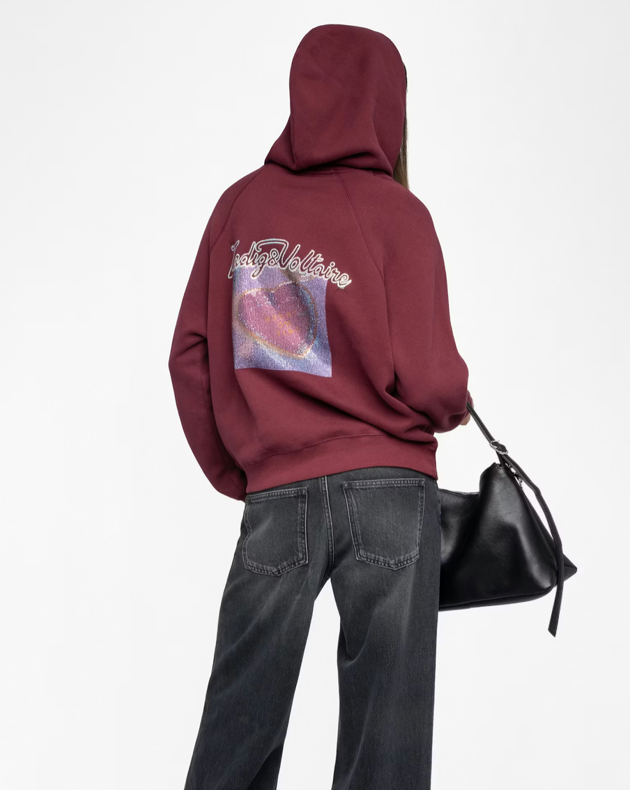 ZV Georgy Red hoodie with Rhinestones