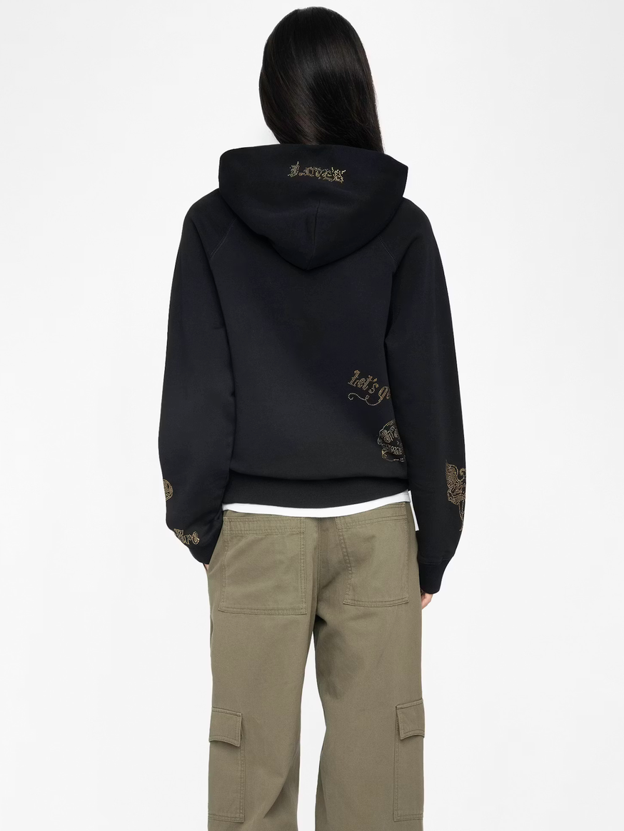 ZV Georgy Black hoodie with Rhinestone