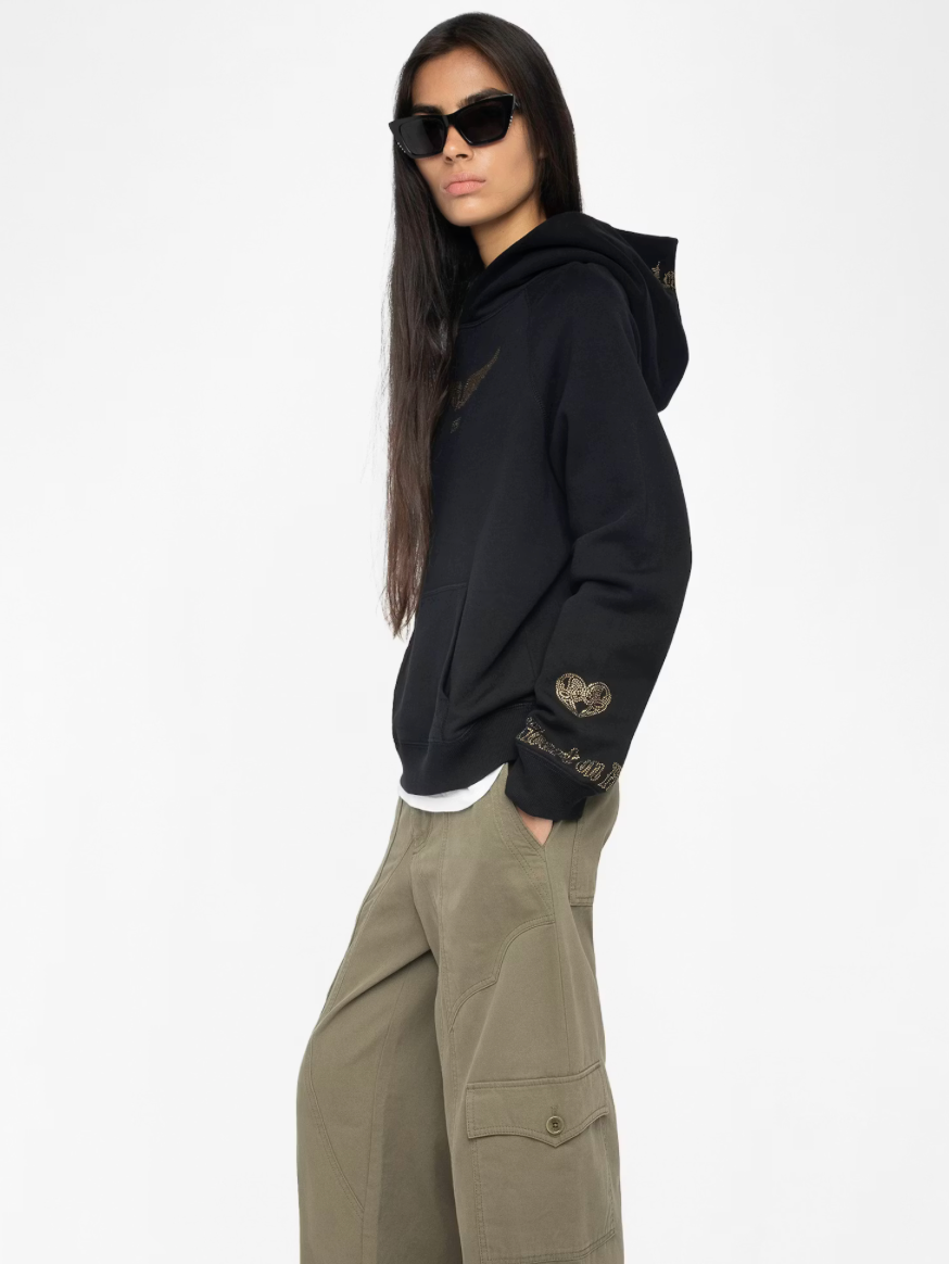 ZV Georgy Black hoodie with Rhinestone