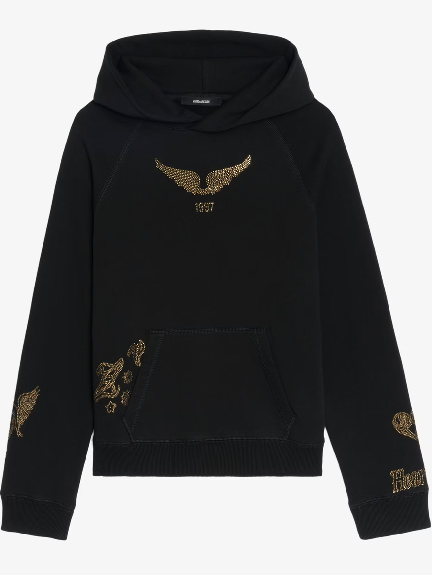 ZV Georgy Black hoodie with Rhinestone