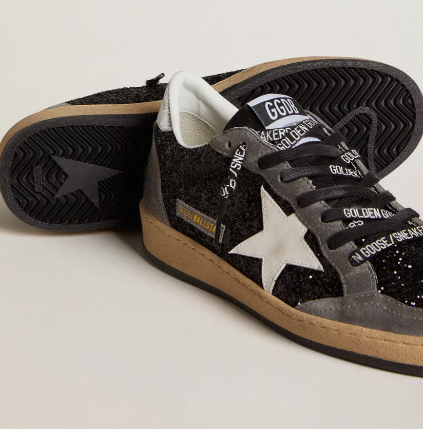 GGDB  Ball Star in glitter with leather star and metallic leather heel tab