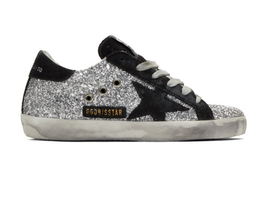 GGDB Silver glitter leather superstar