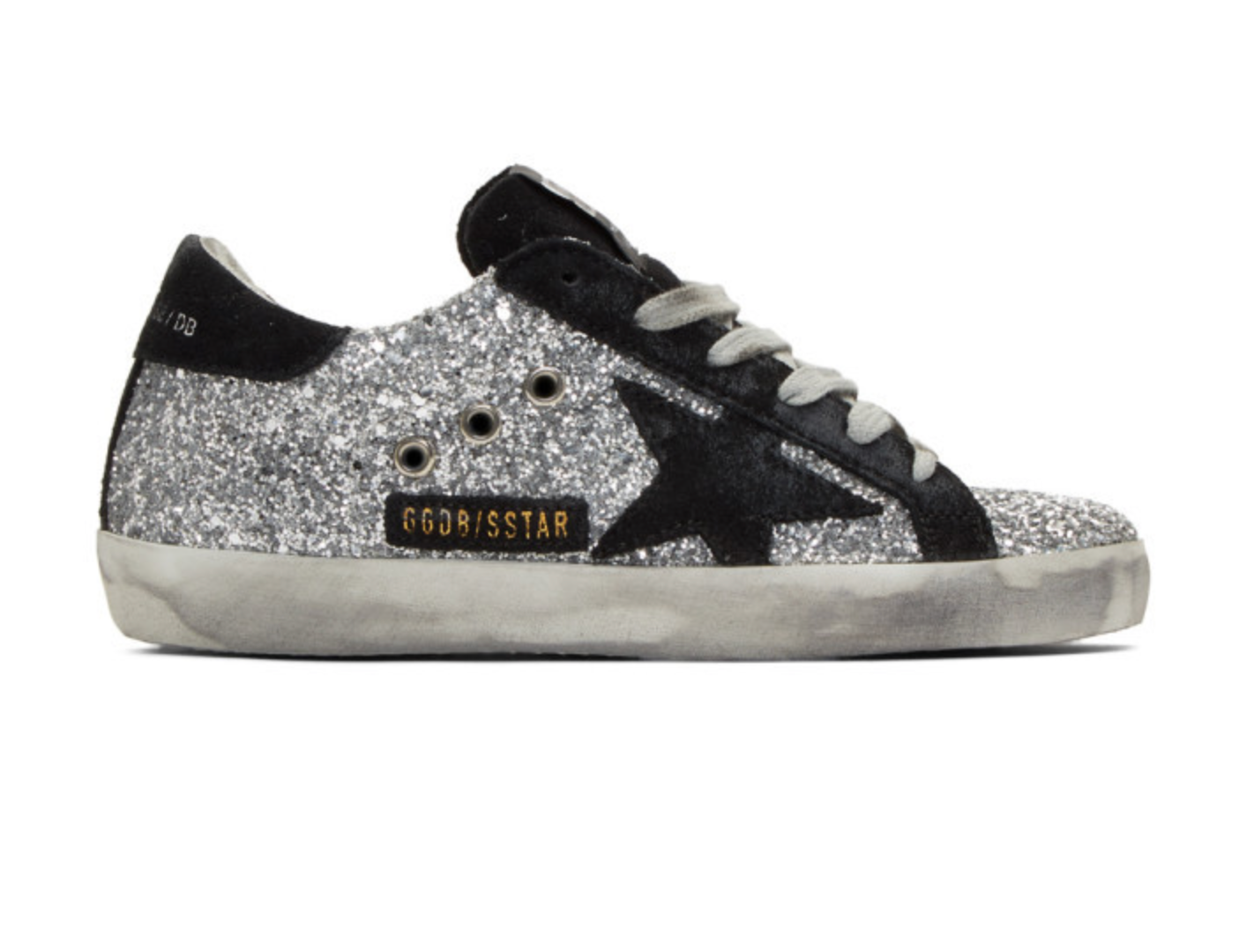 GGDB Silver glitter leather superstar