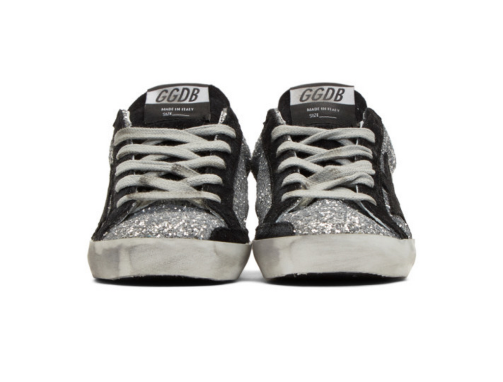 GGDB Silver glitter leather superstar