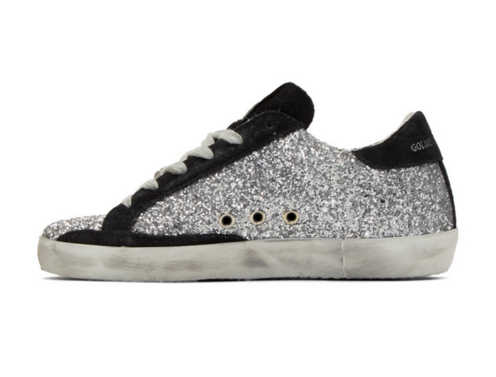 GGDB Silver glitter leather superstar