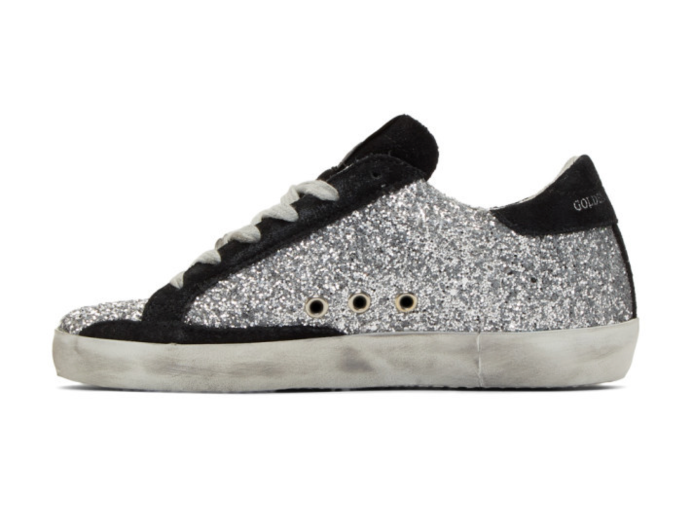 GGDB Silver glitter leather superstar