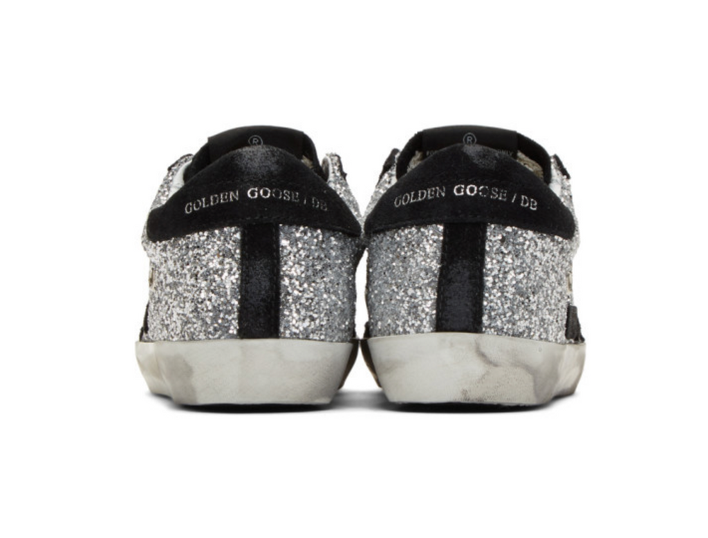 GGDB Silver glitter leather superstar