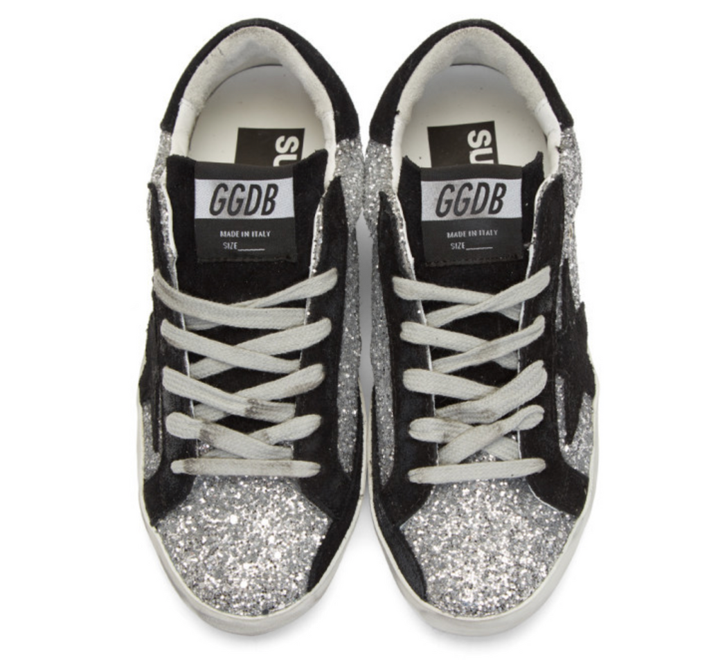 GGDB Silver glitter leather superstar