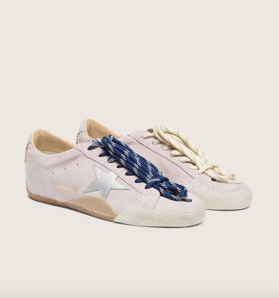 GGDB True-Star in pastel pink suede with silver star and heel tab