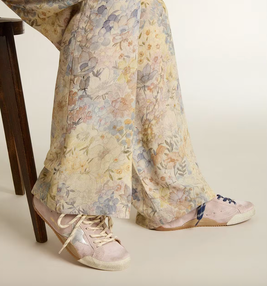 GGDB True-Star in pastel pink suede with silver star and heel tab