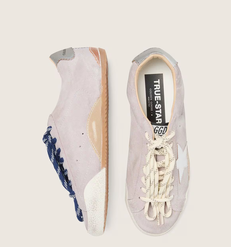 GGDB True-Star in pastel pink suede with silver star and heel tab