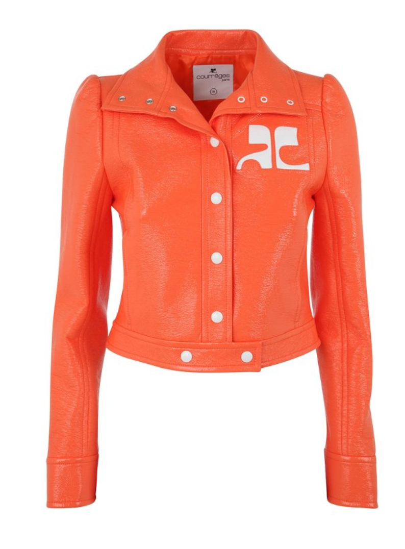 REEDITION CROPPED VINYL JACKET IN ORANGE