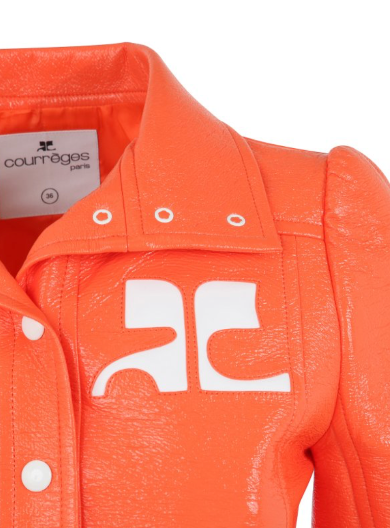 REEDITION CROPPED VINYL JACKET IN ORANGE