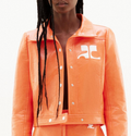 REEDITION CROPPED VINYL JACKET IN ORANGE