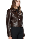 REEDITION CROPPED VINYL JACKET IN BROWN