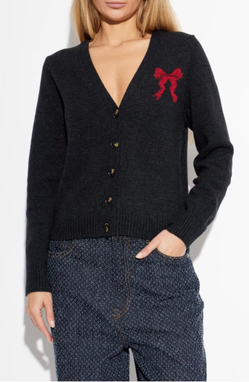 BOW V-NECK CARDIGAN