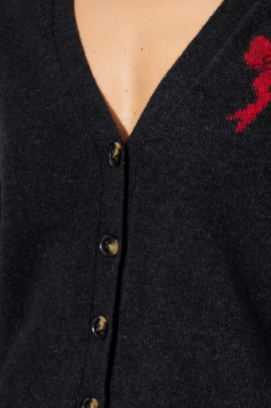 BOW V-NECK CARDIGAN
