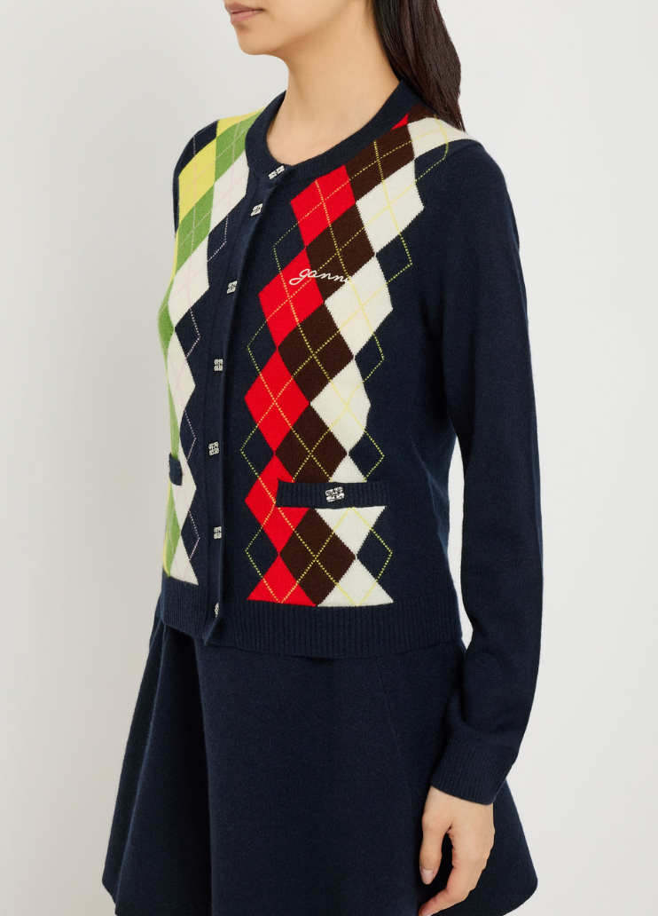 ARGYLE WOOL CARDIGAN