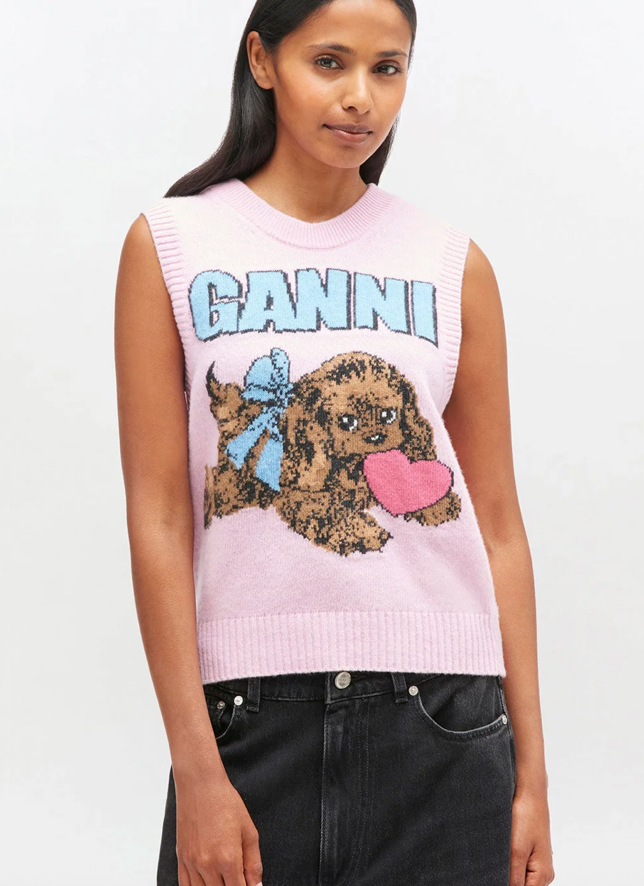 PUPPY INTARSIA WOOL BLEND