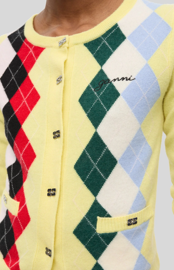 YELLOW CHECK CARDIGAN