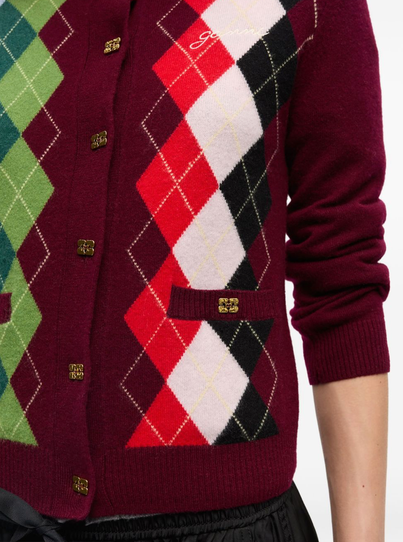 BURGUNDY CHECK CARDIGAN