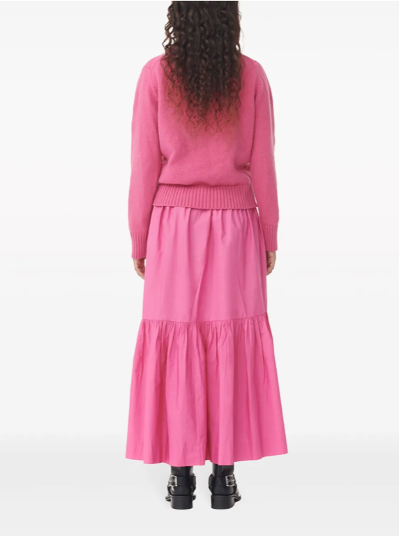 RUFFLED ORGANIC-COTTON MIDI SKIRT
