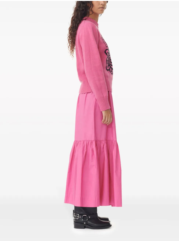 RUFFLED ORGANIC-COTTON MIDI SKIRT