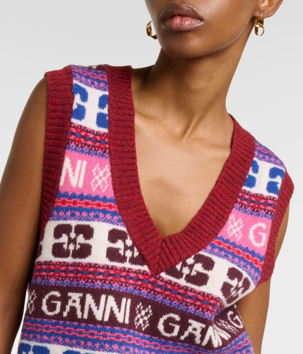 JACQUARD WOOL BLEND VEST