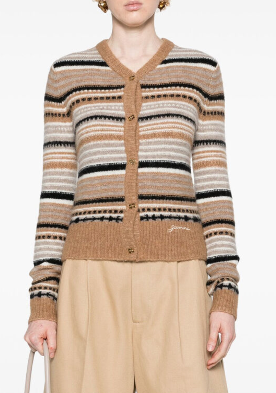 ALPACA AND WOOL BLEND CARDIGAN STRIPE