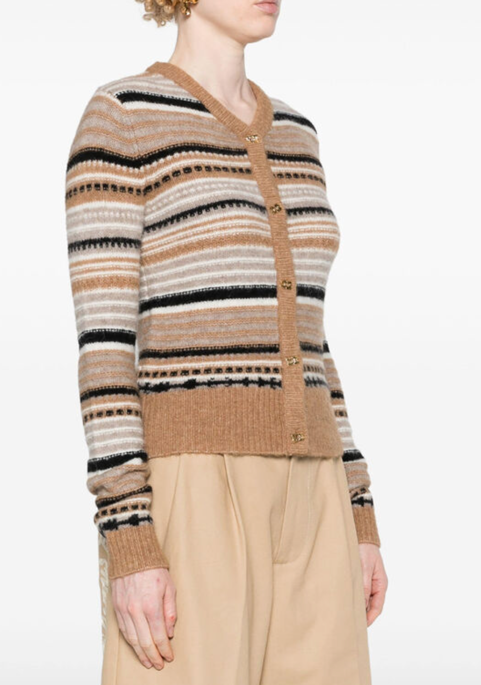 ALPACA AND WOOL BLEND CARDIGAN STRIPE