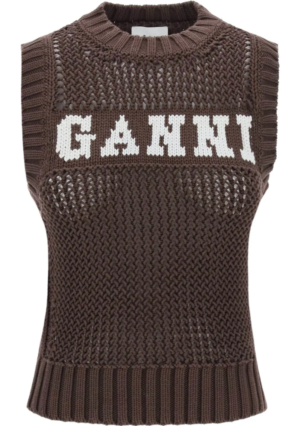 BROWN COTTON BLEND VEST