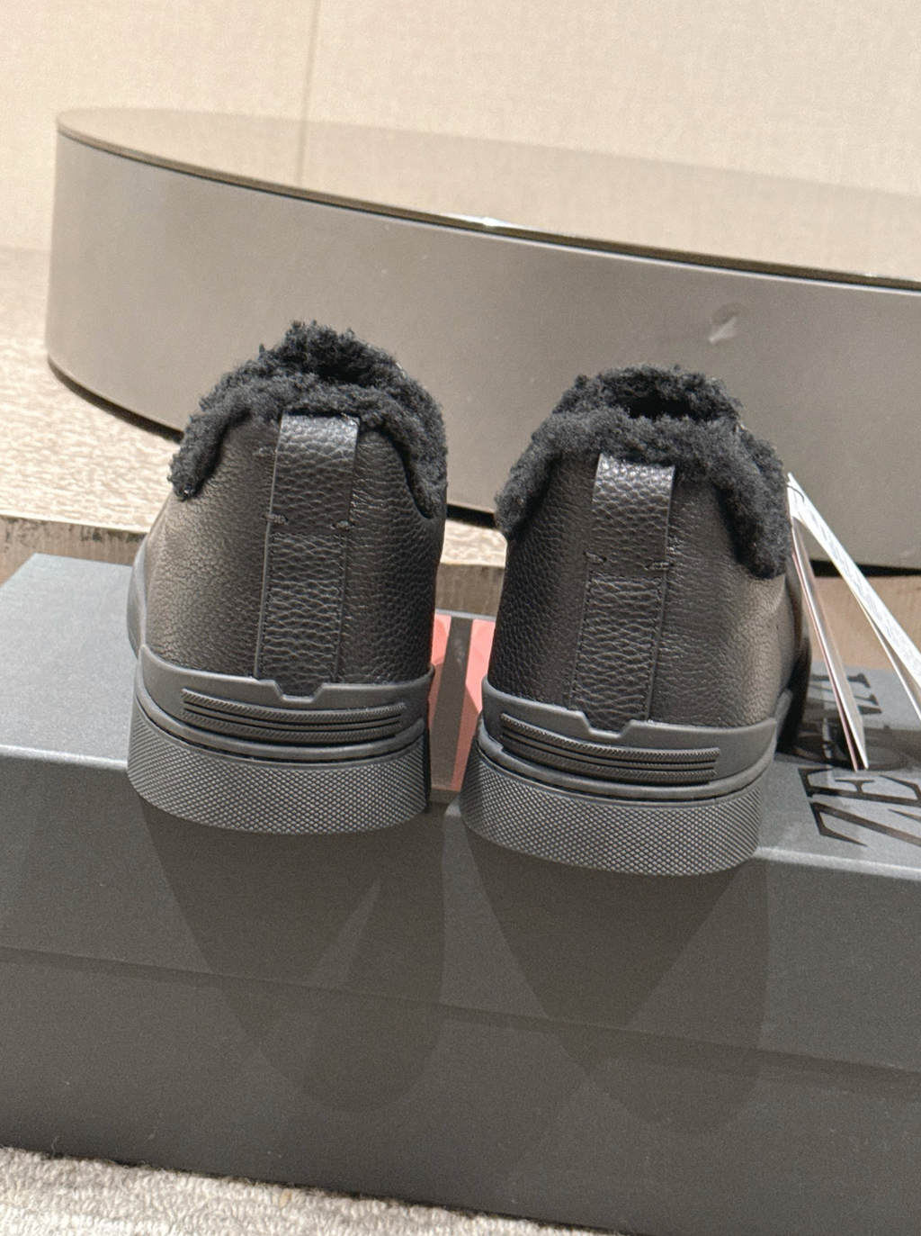 Ermenegildo Zegna Black Shearling Triple Stitch
