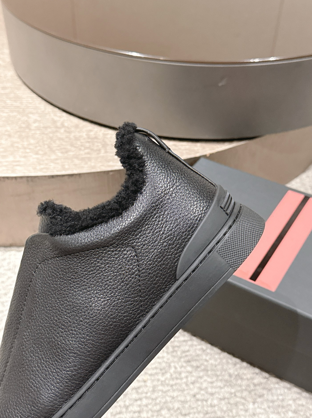 Ermenegildo Zegna Black Shearling Triple Stitch