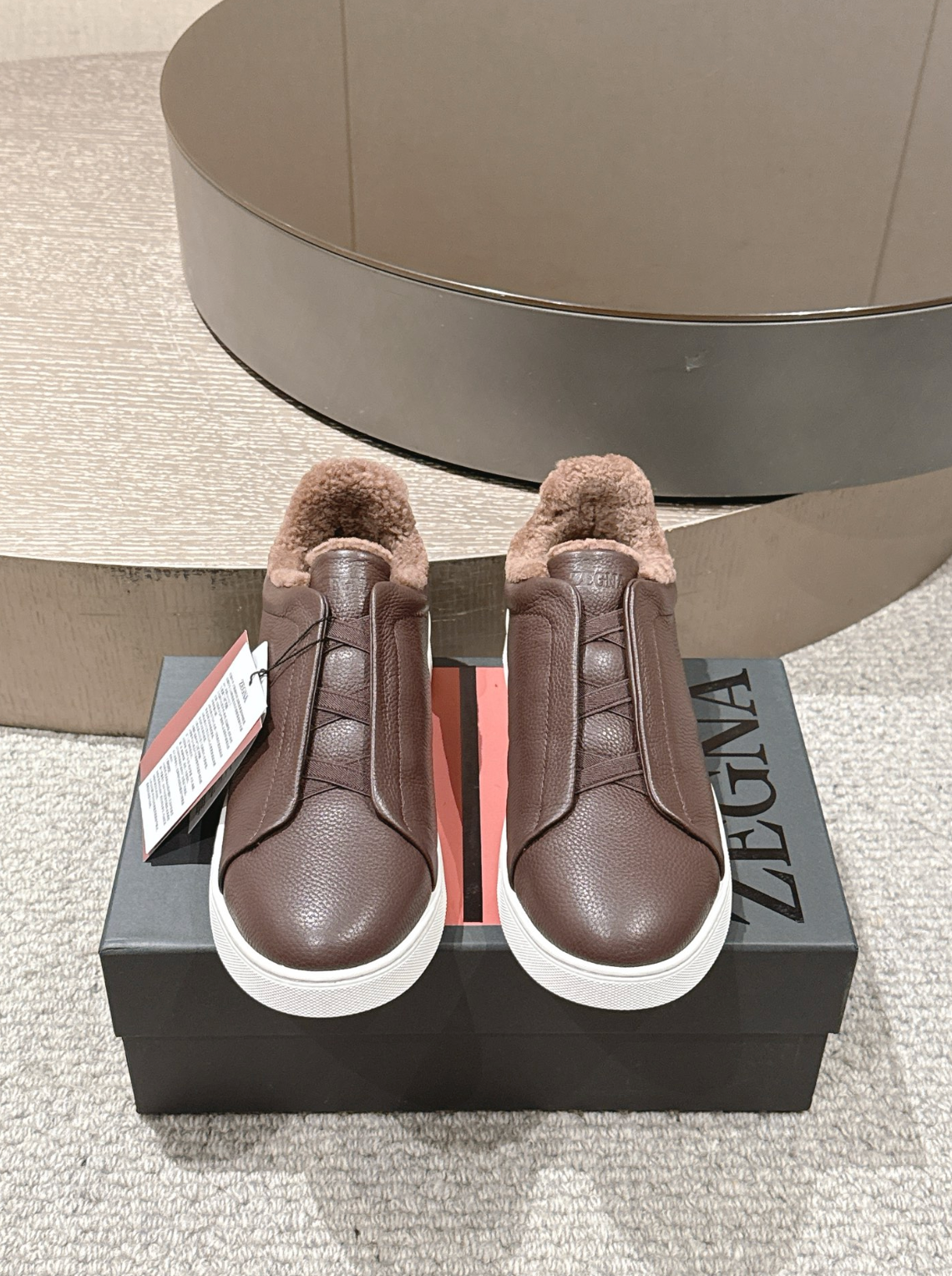Ermenegildo Zegna Brown Shearling Triple Stitch