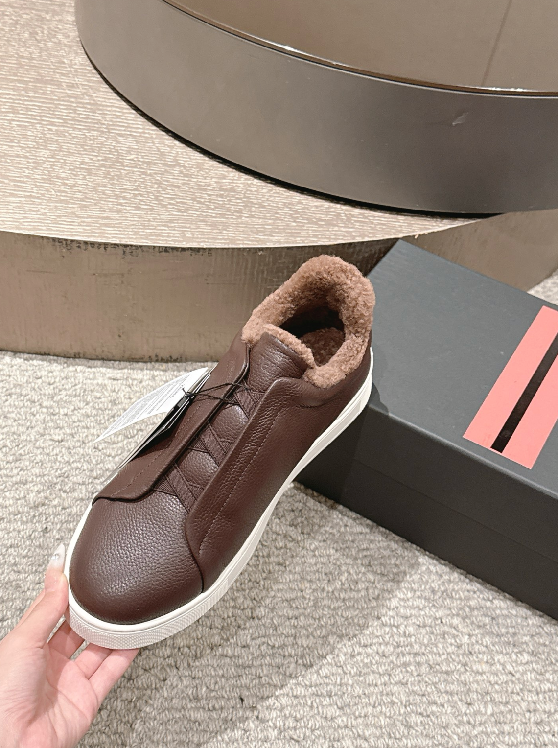 Ermenegildo Zegna Brown Shearling Triple Stitch