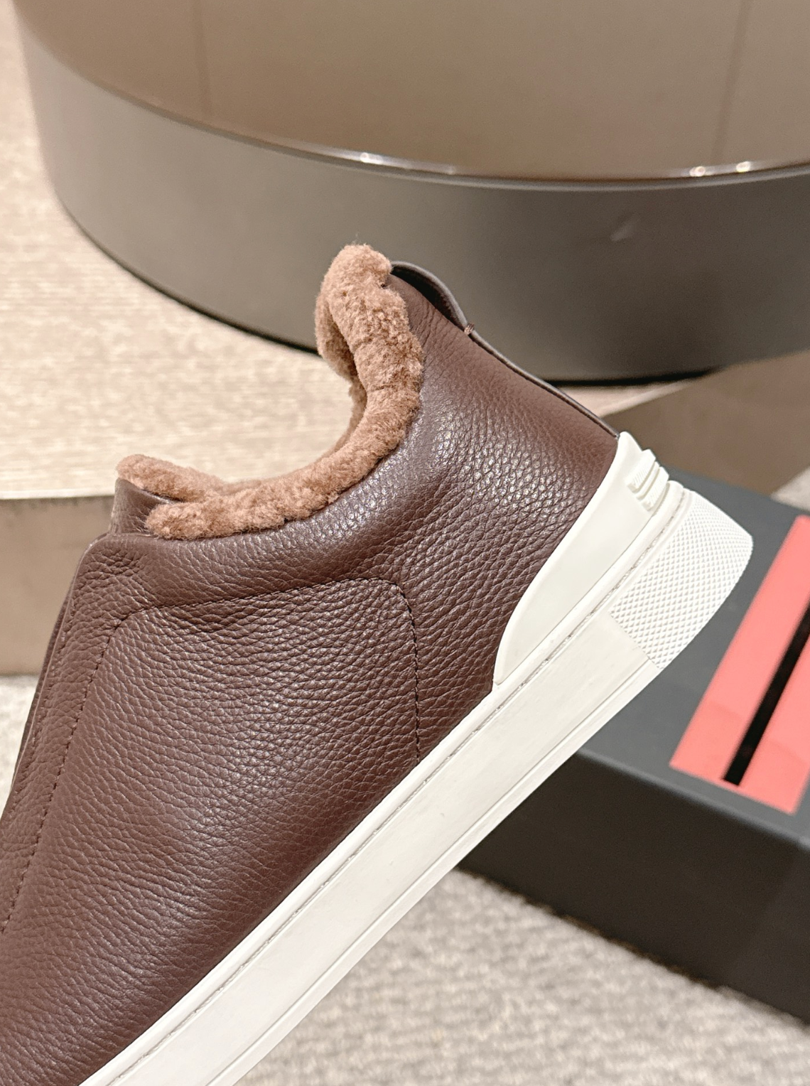 Ermenegildo Zegna Brown Shearling Triple Stitch