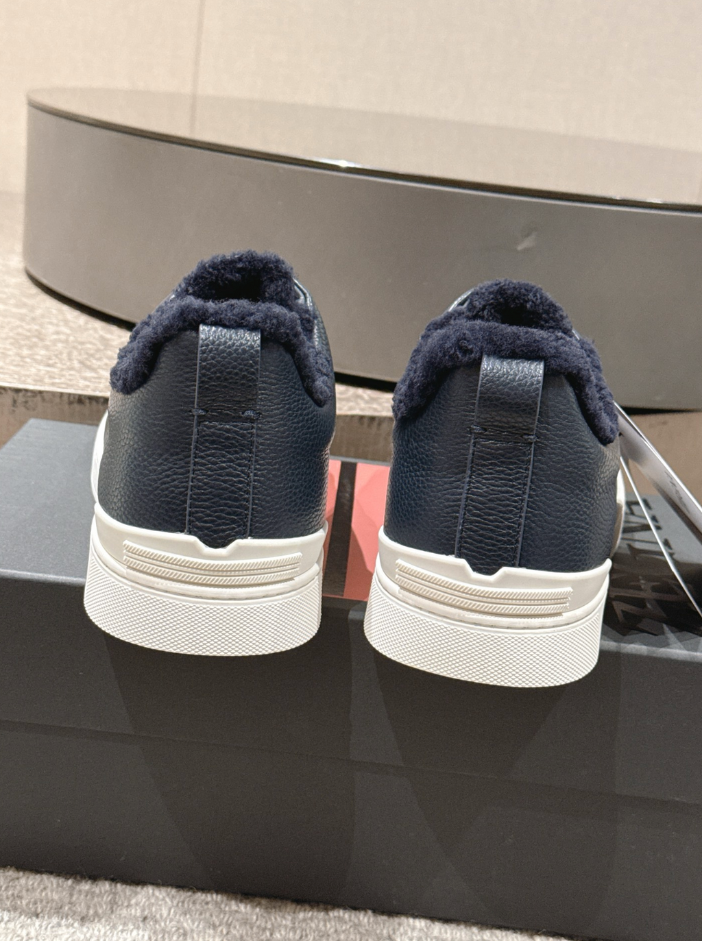 Ermenegildo Zegna Navy Shearling Triple Stitch