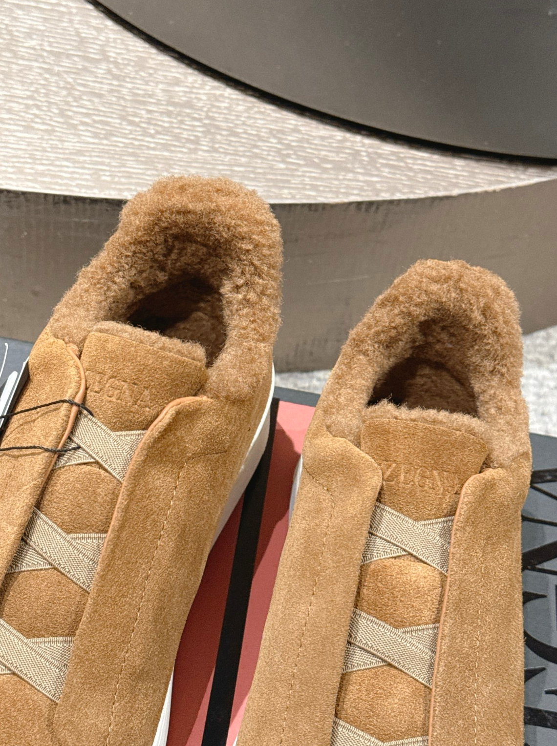 Ermenegildo Zegna Tobacco Suede Shearling Triple Stitch