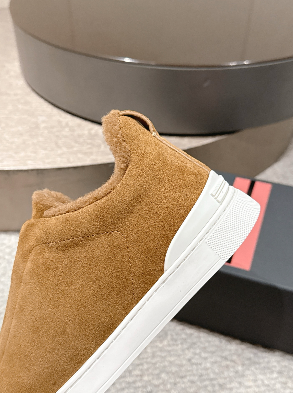 Ermenegildo Zegna Tobacco Suede Shearling Triple Stitch