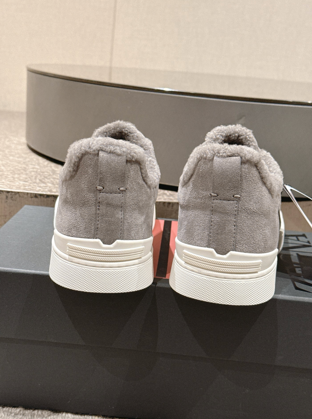 Ermenegildo Zegna Grey Suede Shearling Triple Stitch