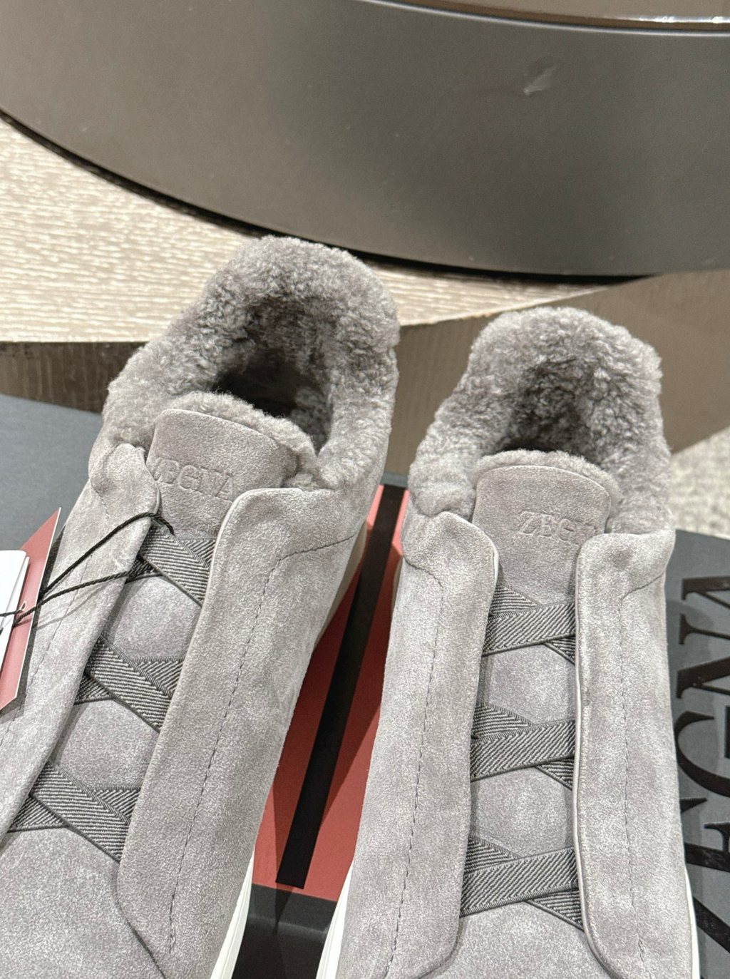Ermenegildo Zegna Grey Suede Shearling Triple Stitch