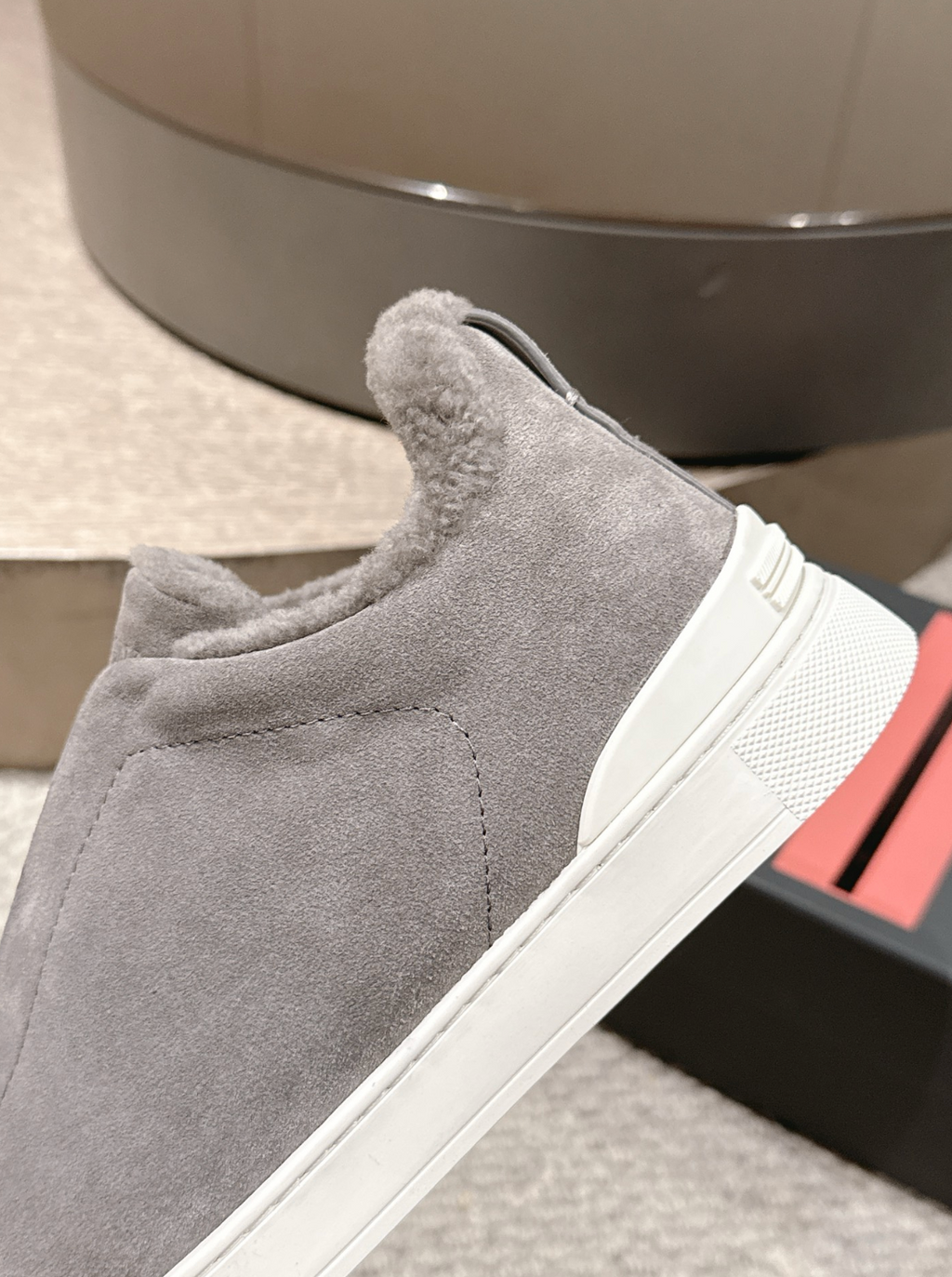 Ermenegildo Zegna Grey Suede Shearling Triple Stitch