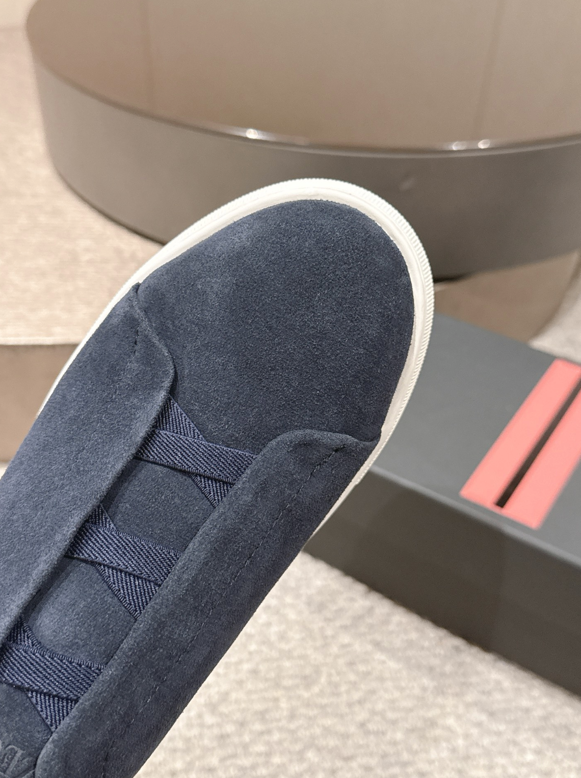 Ermenegildo Zegna Navy Suede Shearling Triple Stitch
