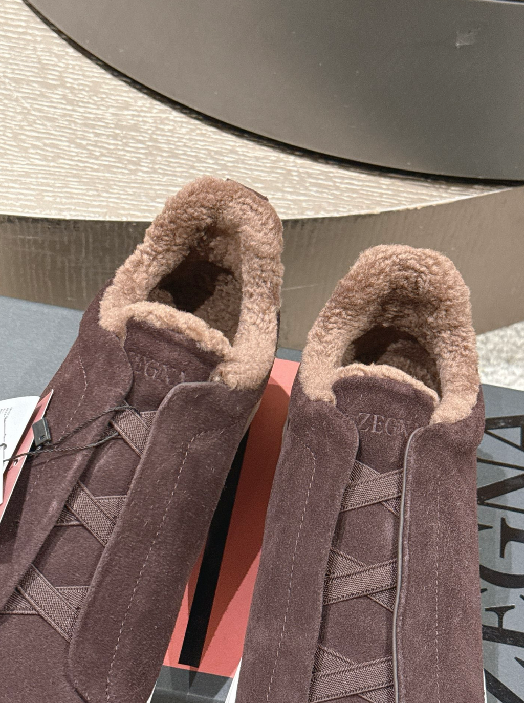 Ermenegildo Zegna Brown Suede Shearling Triple Stitch
