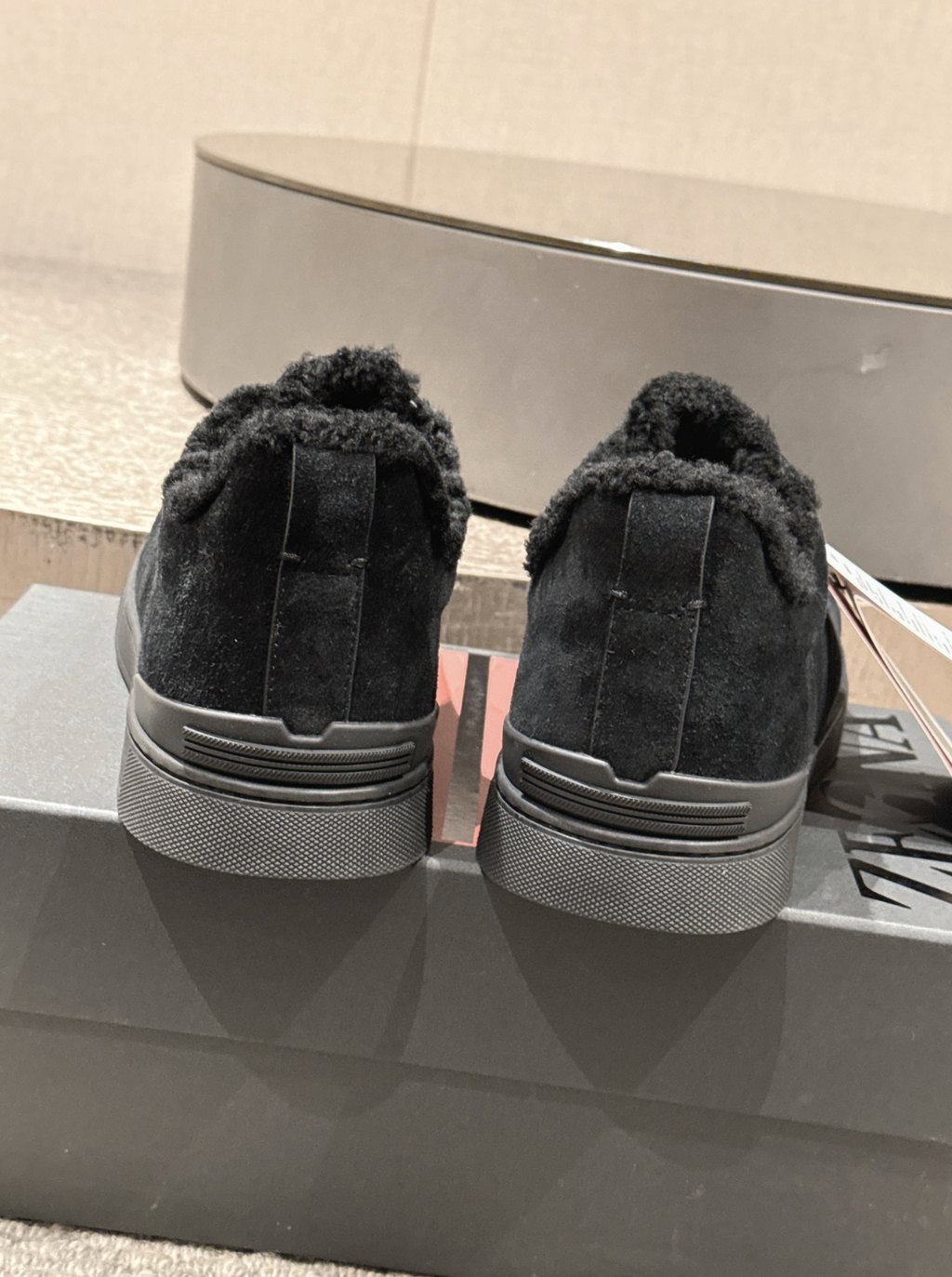 Ermenegildo Zegna Black Suede Shearling Triple Stitch