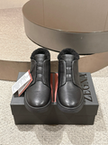 Ermenegildo Zegna black deerskin wool Triple Stitch mid-top