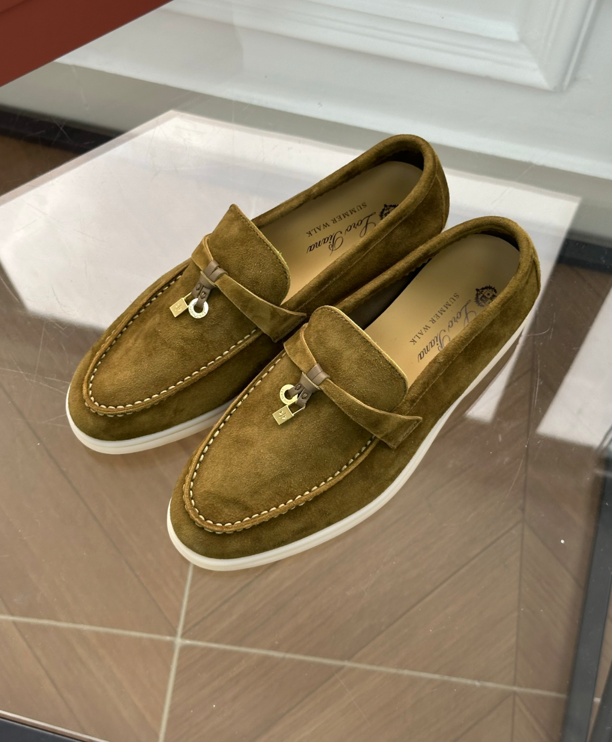 Moccassins Olive Green Suede Summer Charms Walk