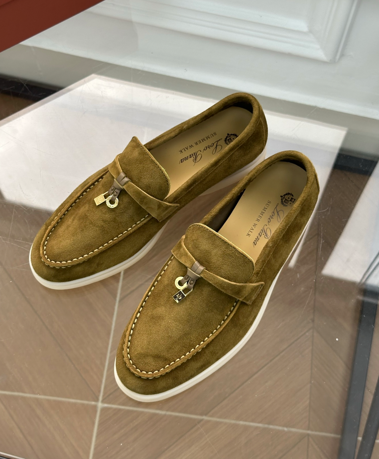 Moccassins Olive Green Suede Summer Charms Walk